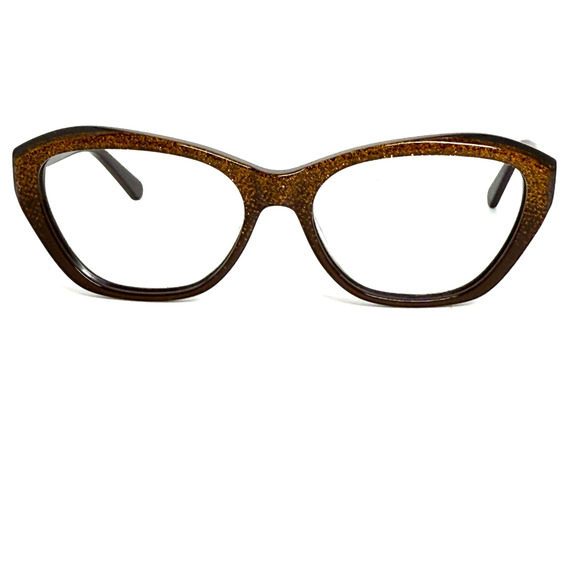 Zenni 2025425 Cat Eye Eyeglasses Frame Brown Glitter H18750 - Picture 1 of 7